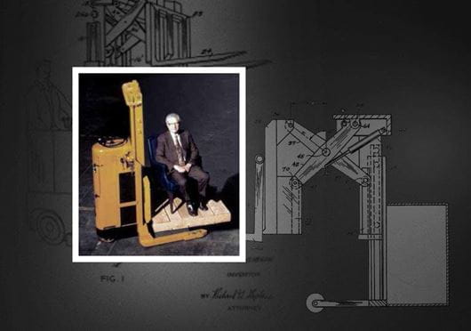 Chris Gibson, patent for the first powered narrow aisle truck