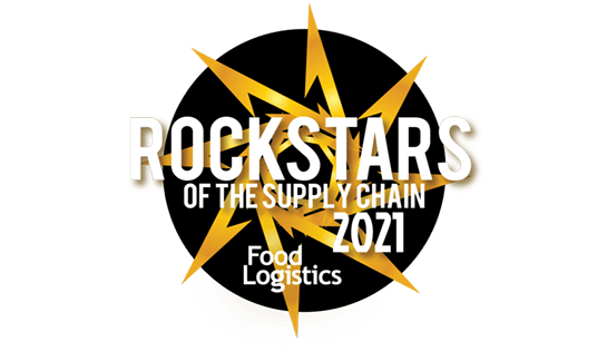 Food Logistics Award graphic that states "Rockstars of the Supply Chain 2021."
