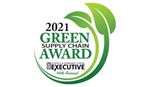 Graphic of a round logo in green that says " 2021 Green Supply Chain Award, Supply & Demand Chain (SDC) Executive, 14th Annual".