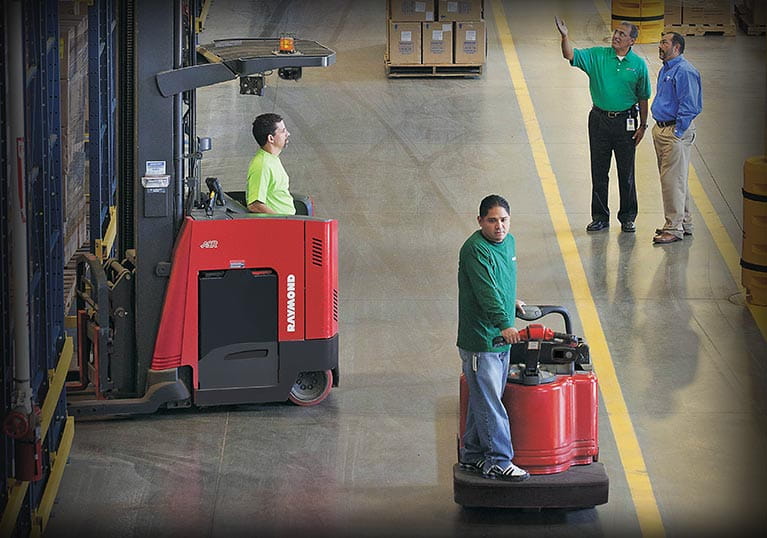Reach truck, pallet jack, Raymond pallet jack, The Container Store warehouse