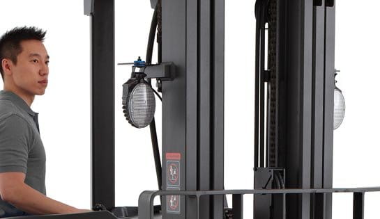 stand up lift truck with work lights