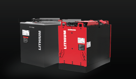Raymond lithium-ion battery solutions featuring LFP and NMC cell chemistries offering different performance levels for forklift applications