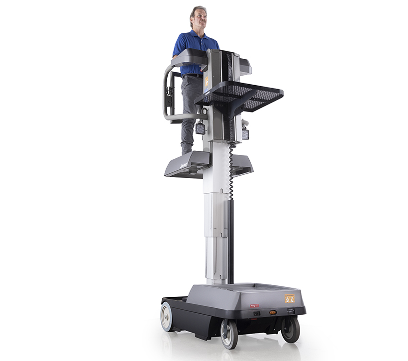 Sprint Aerial Lift, extended lift, man on lift