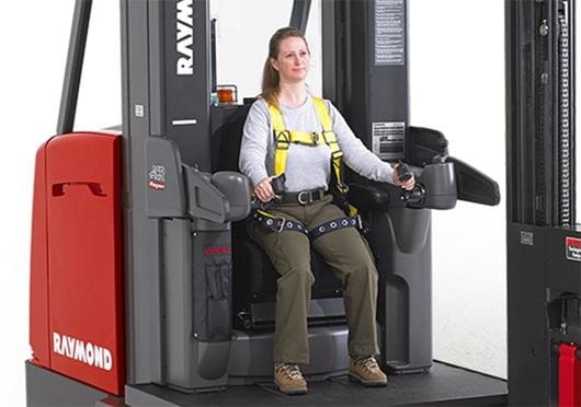 Raymond 9000 Series Swing Reach Turret Trucks Comfortable Operator Compartment